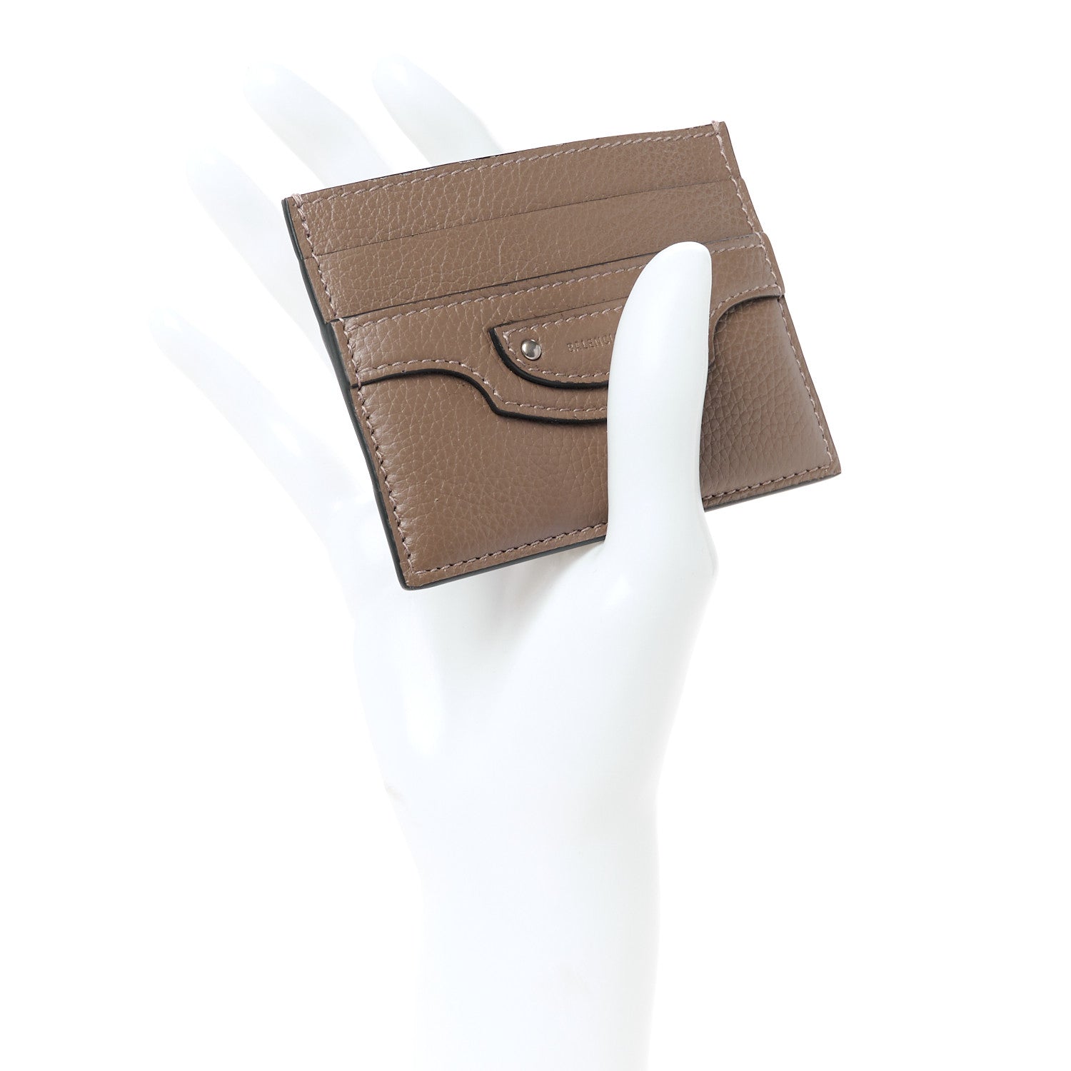 Balenciaga Grained Calfskin Neo Classic Silver Hardware Card Holder Mink Grey 2 of 9