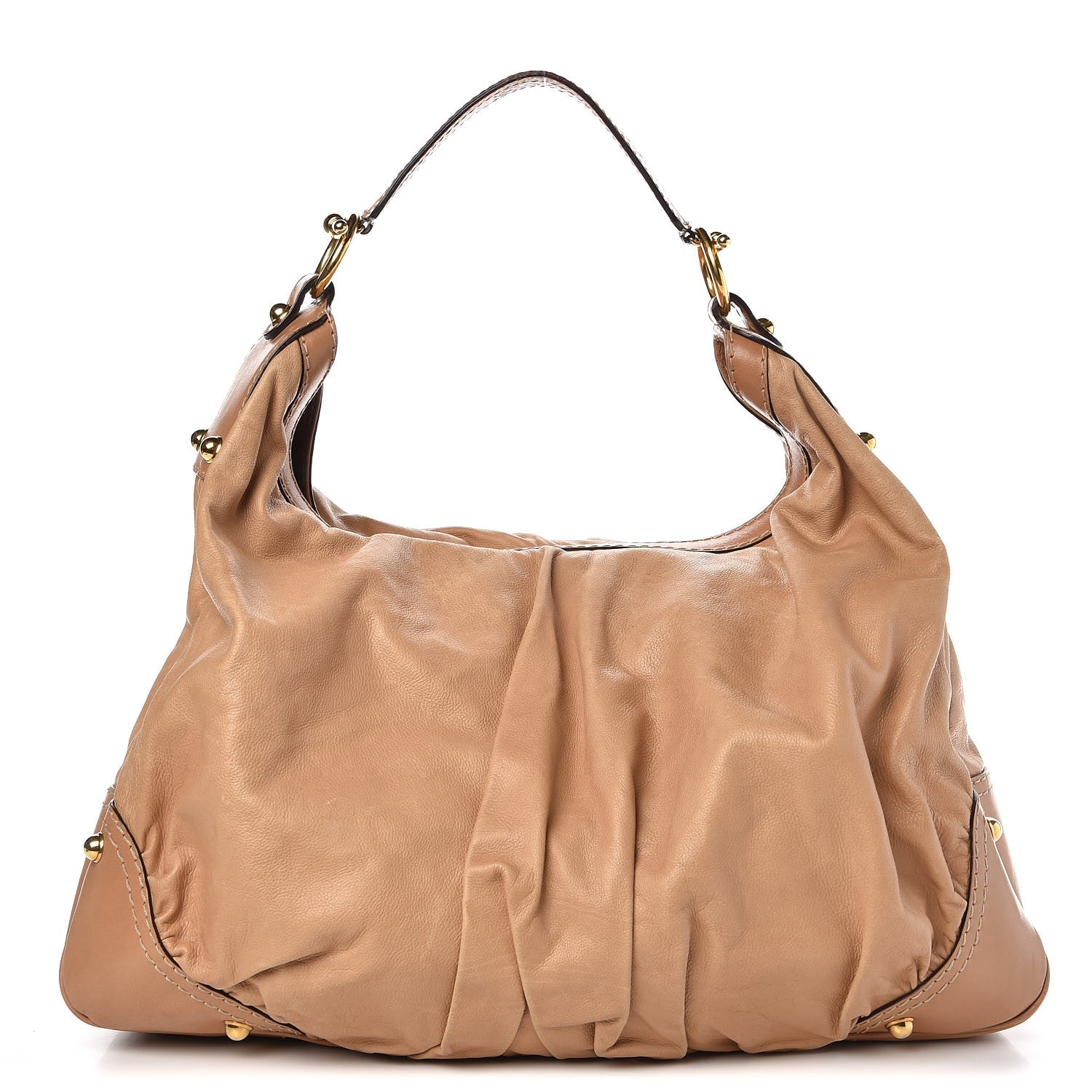 Gucci Calfskin Large Jockey Hobo Tan 1 of 19