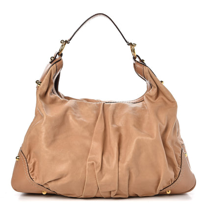 Gucci Calfskin Large Jockey Hobo Tan 1 of 19