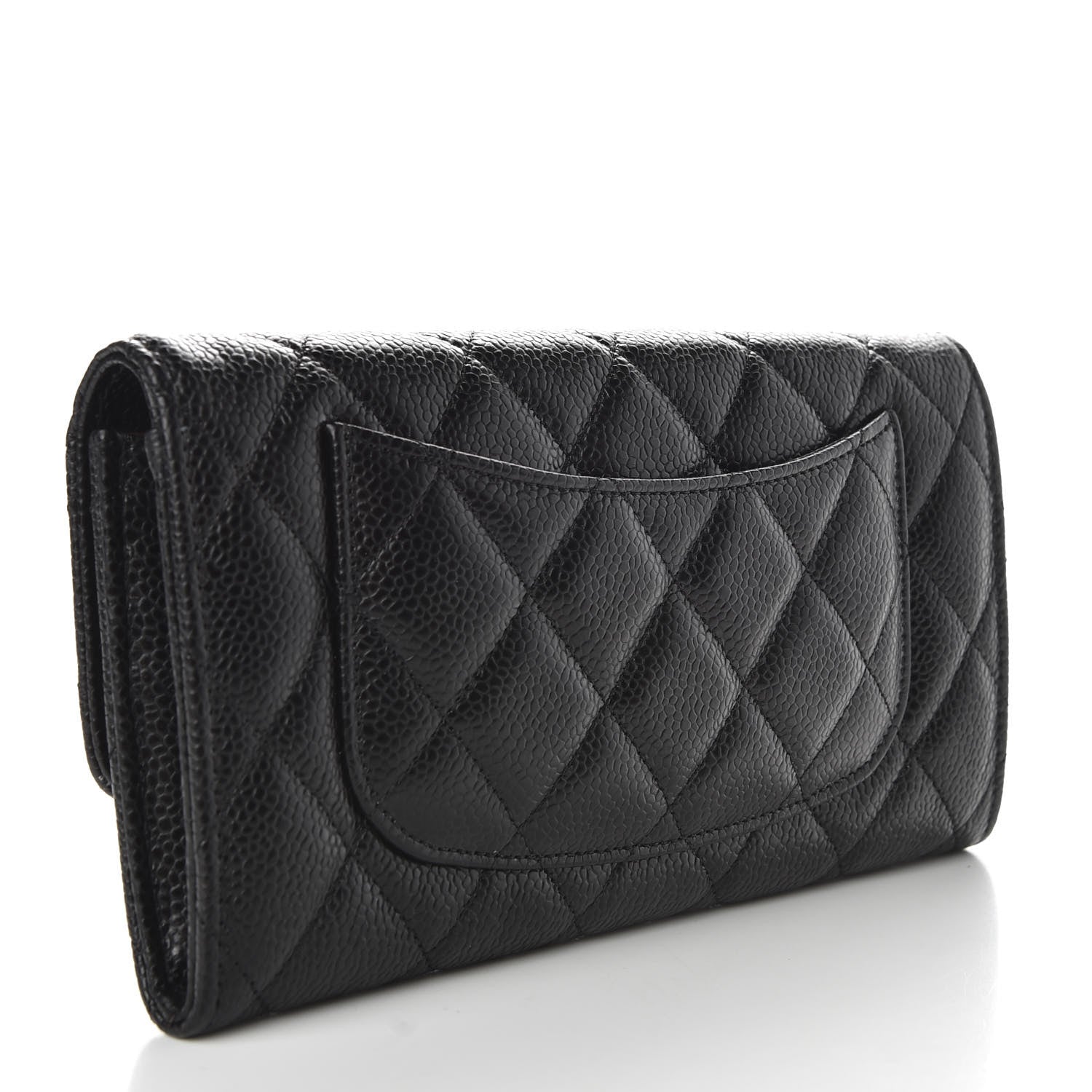 Chanel Caviar Quilted Large Gusset Flap Wallet Black 3 of 9