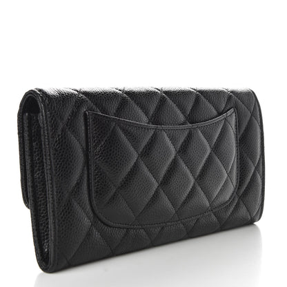 Chanel Caviar Quilted Large Gusset Flap Wallet Black 3 of 9