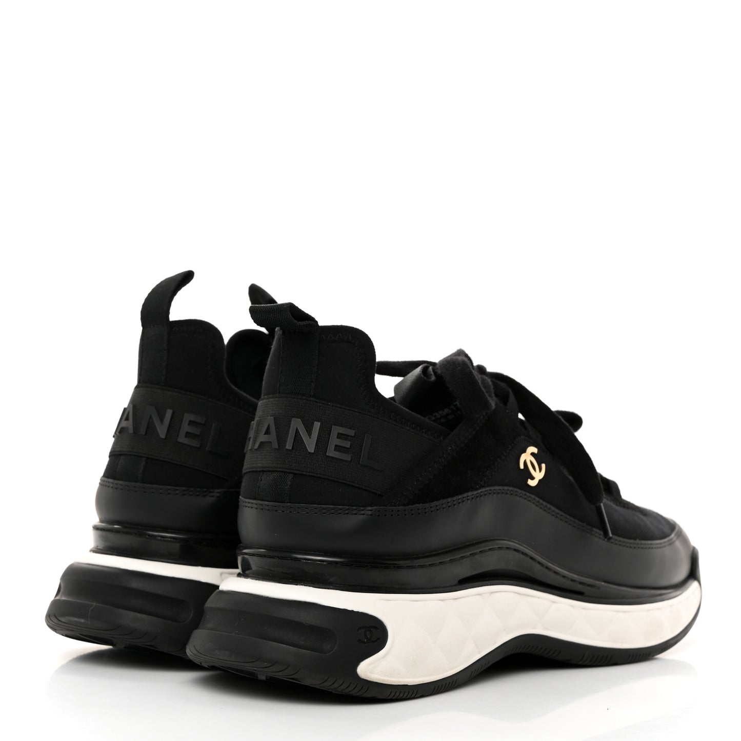 Velvet Calfskin Mixed Fibers CC Sneakers 42 Black