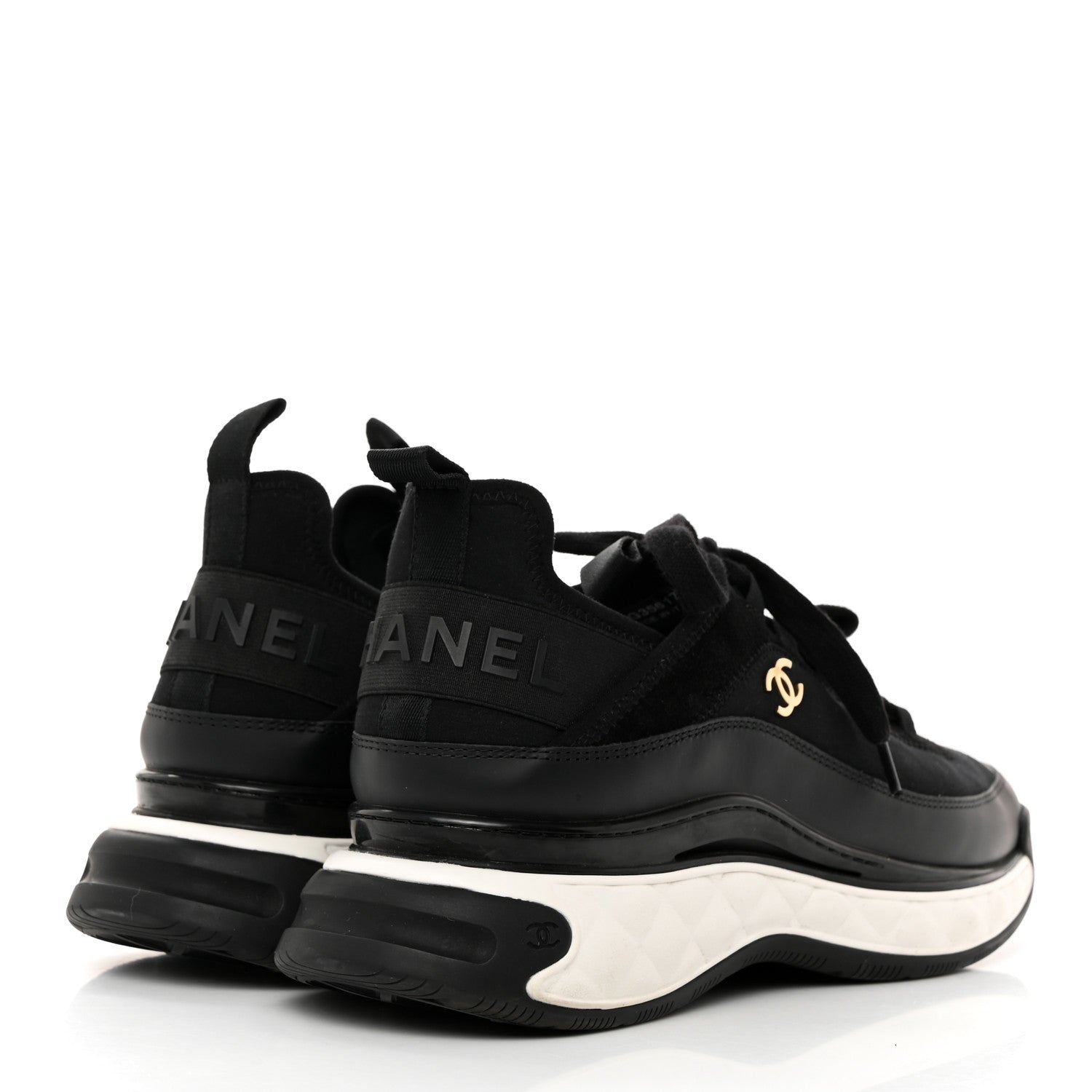 Chanel Velvet Calfskin Mixed Fibers CC Sneakers 42 Black 4 of 9