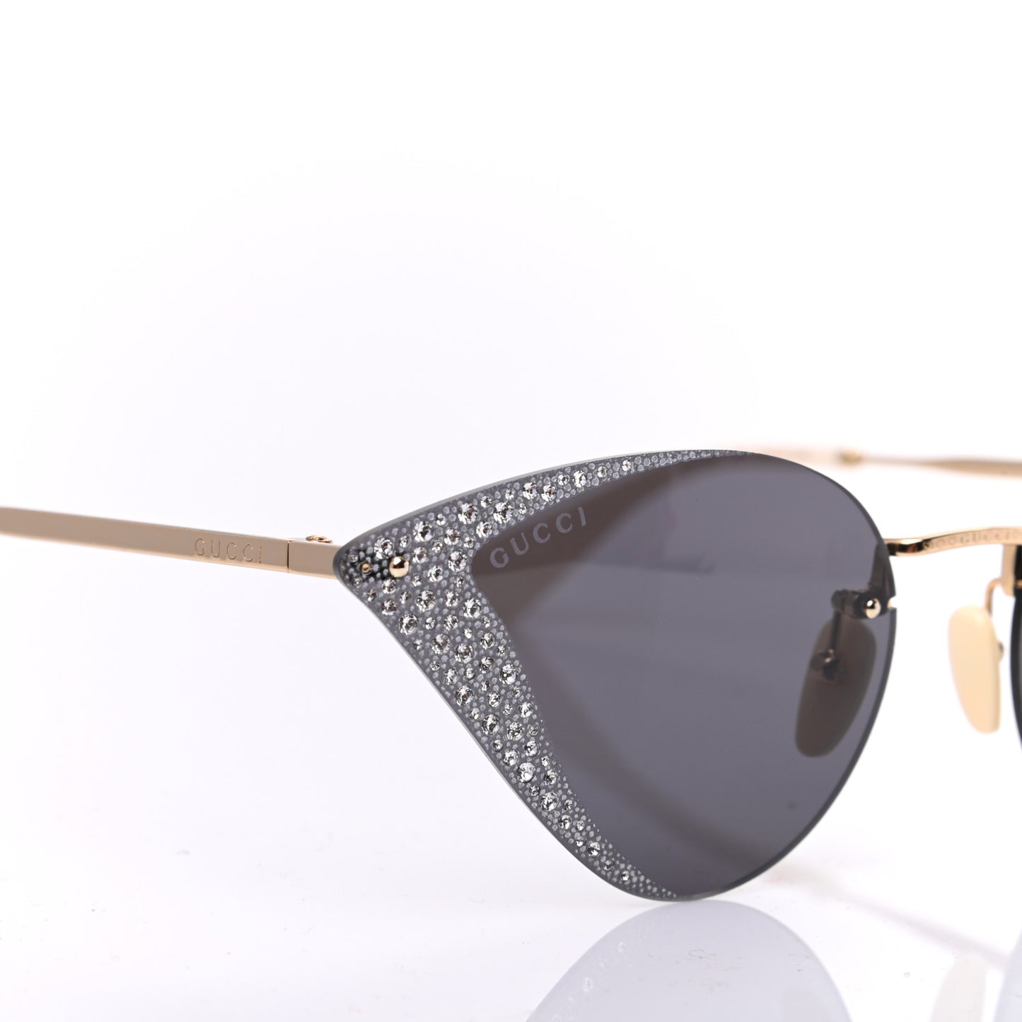 Metal Crystal Geometrical Frame Sunglasses GG0898S Silver Gold