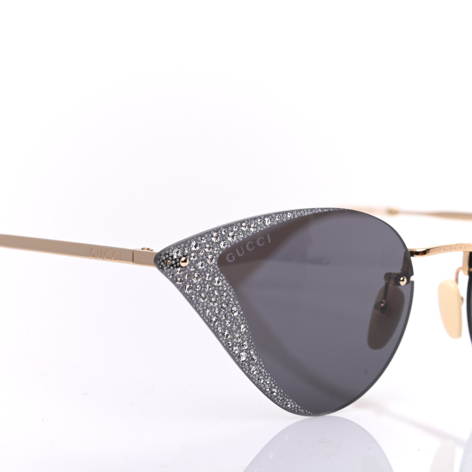 Gucci Metal Crystal Geometrical Frame Sunglasses GG0898S Silver Gold 8 of 9