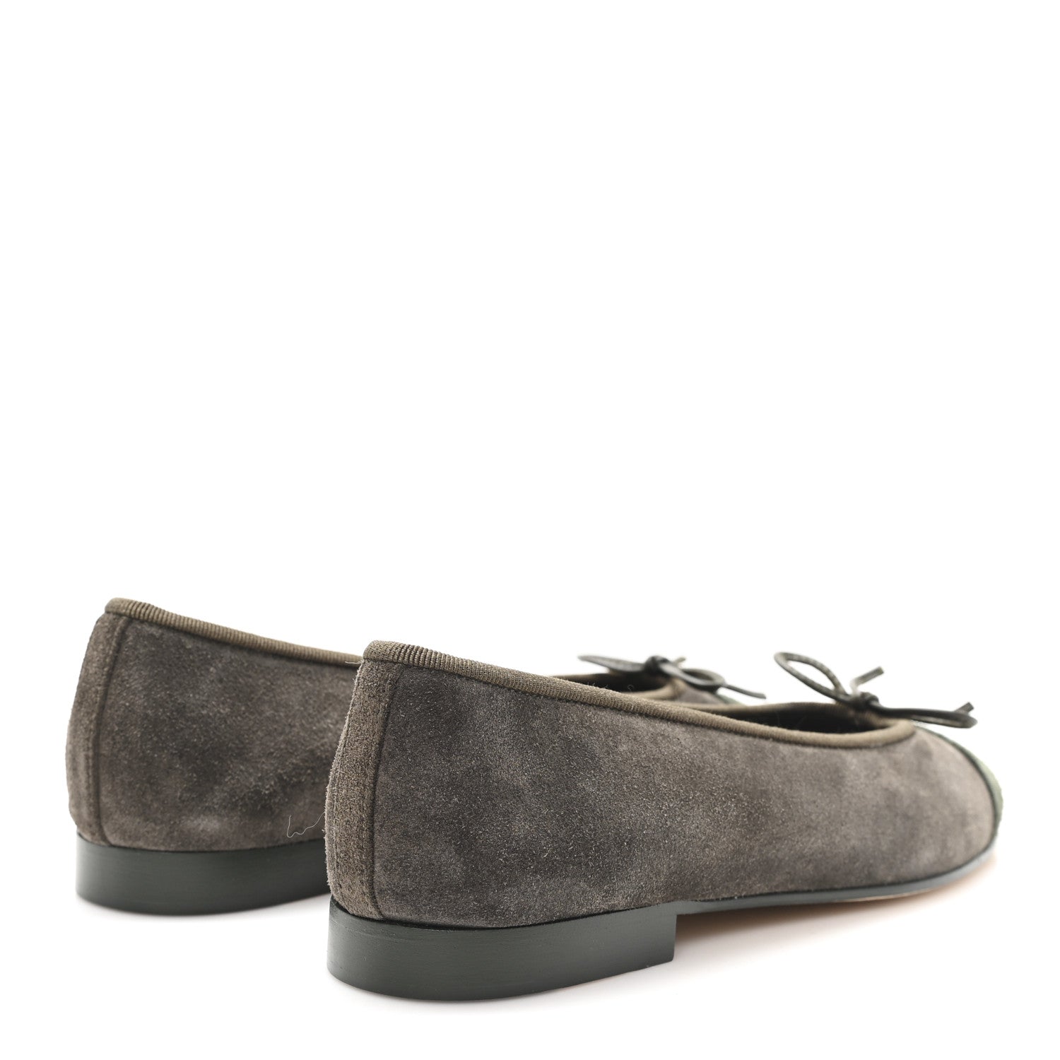 Chanel Suede Cap Toe CC Ballerina Flats 37 Grey Green 5 of 9