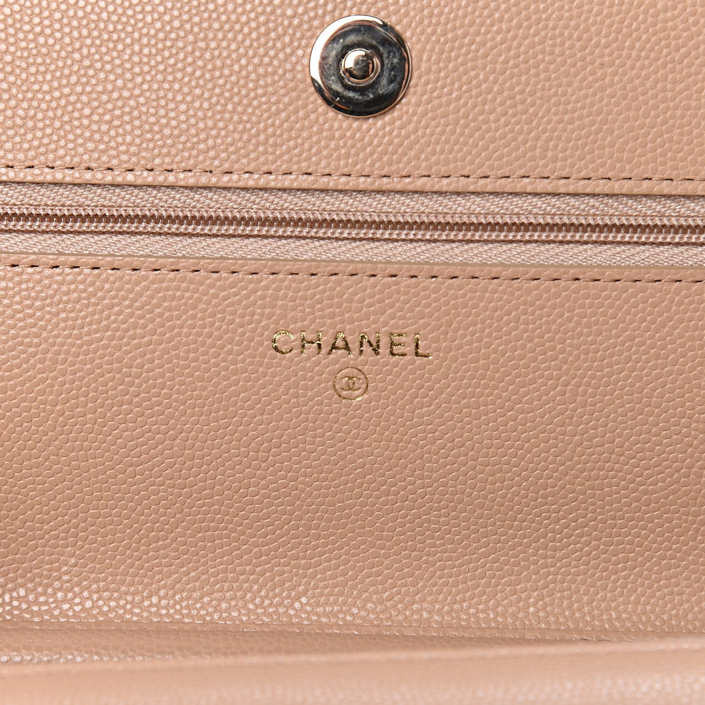 Caviar Quilted Wallet On Chain WOC Beige