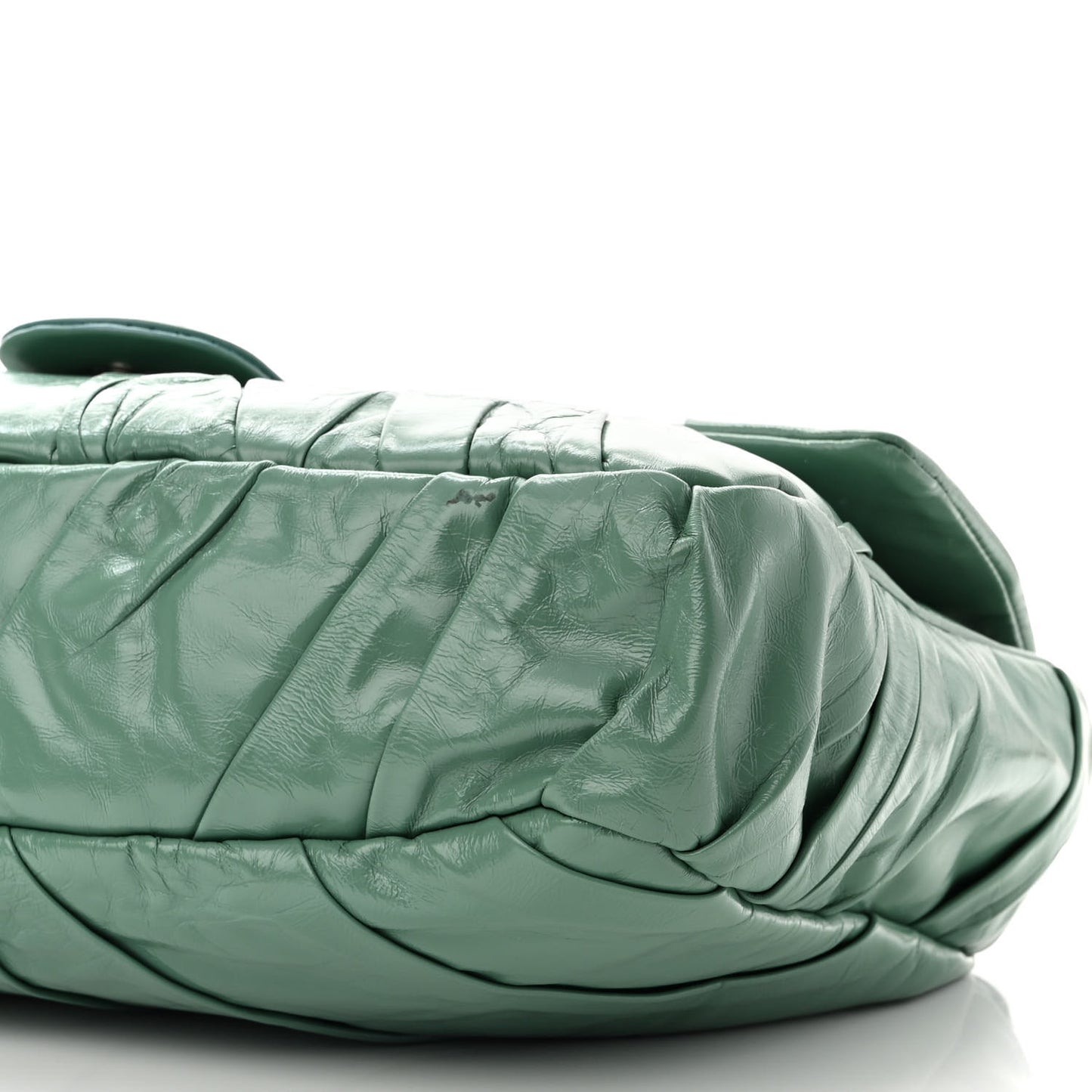 Glazed Calfskin Twisted Maxi Flap Green