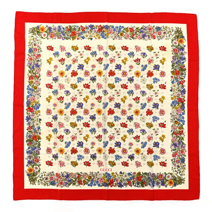 Gucci Monogram Silk Floral Scarf Red Multicolor 1 of 4