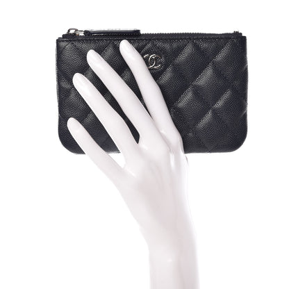 Chanel Metallic Caviar Quilted Small Cosmetic Case Dark Blue 2 of 8