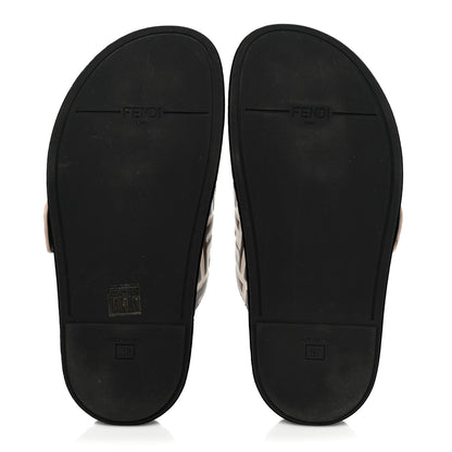 Fendi Calfskin FF Embossed Slide Sandals 37 Camelia Moresco 5 of 11