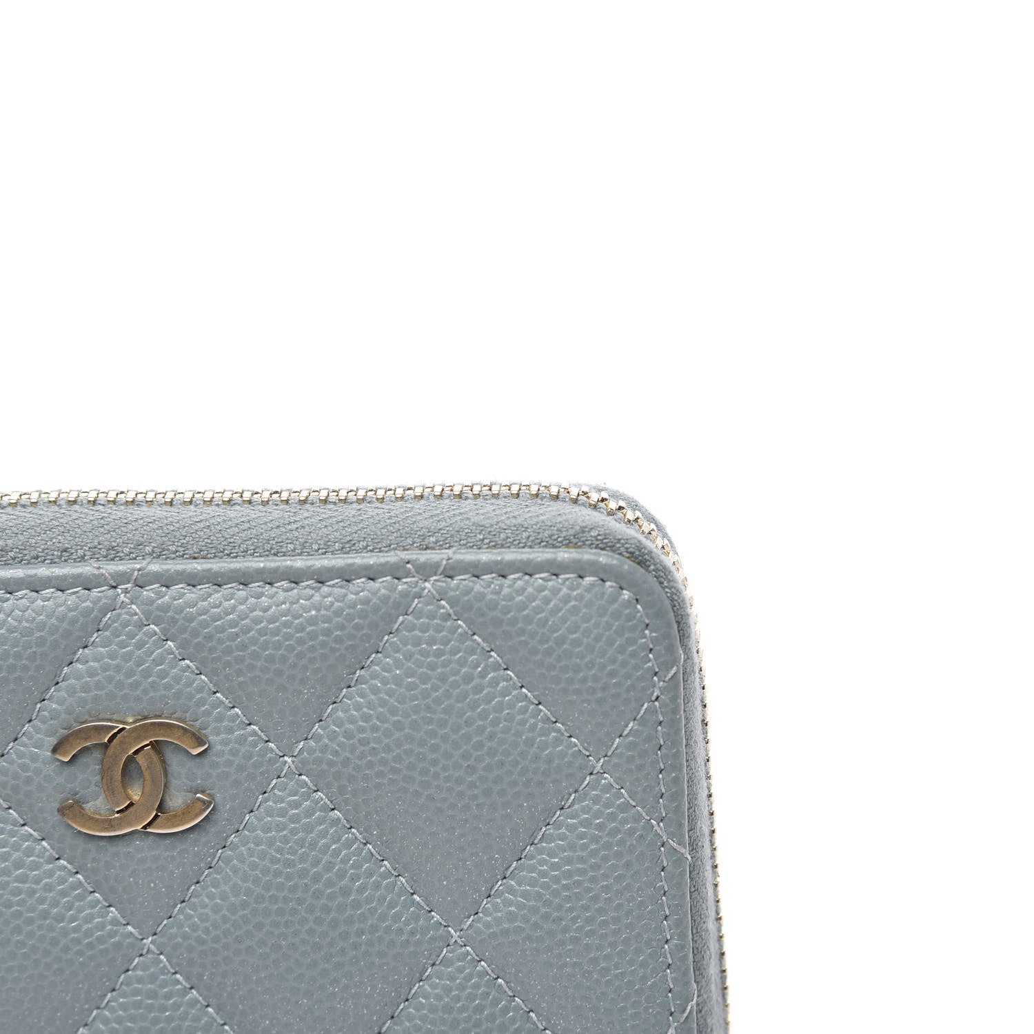 Chanel Iridescent Caviar Quilted Zip Coin Purse Light Blue 9 of 9