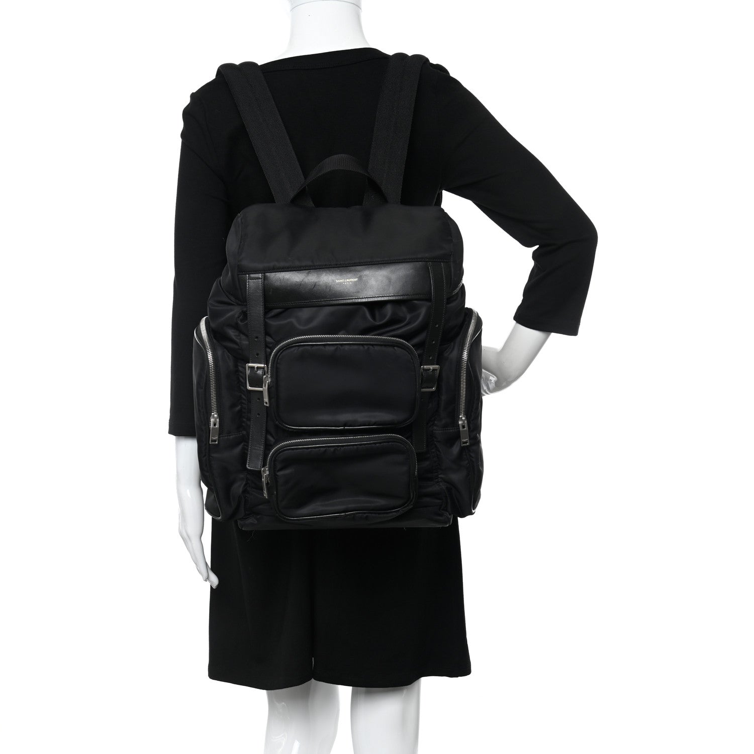 Saint Laurent Nylon City Fold Up Backpack Black 2 of 11