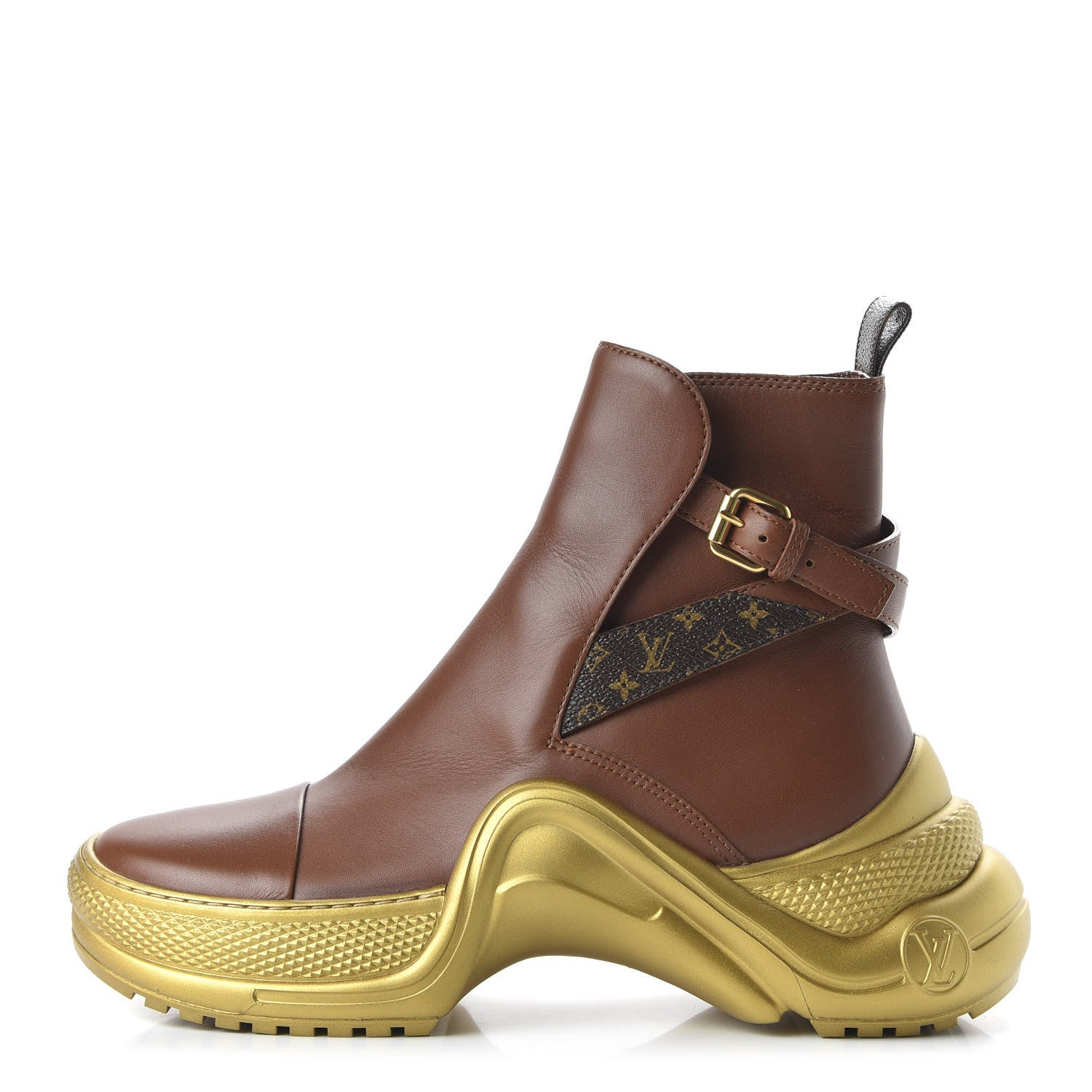 Louis Vuitton Calfskin Monogram LV Archlight Flat Ankle Boots 39 Cognac Brown 1 of 9