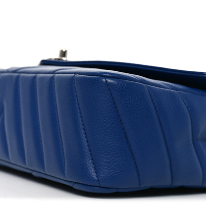 Chanel Caviar Chevron Quilted Single Flap Blue 10 of 10