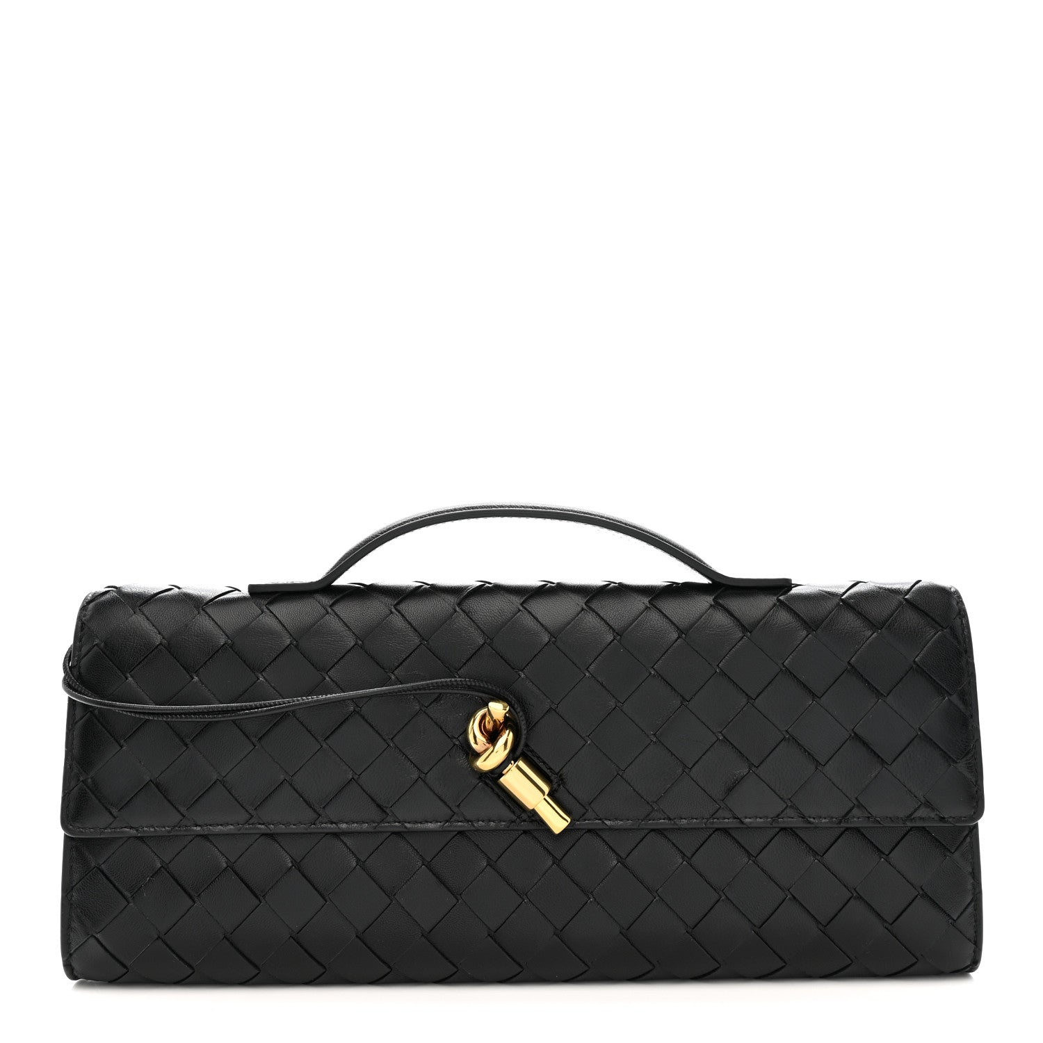 Bottega Veneta Nappa Intrecciato Long Andiamo Top Handle Clutch Black 1 of 10