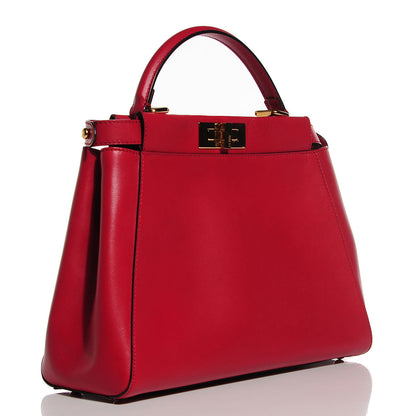 Fendi Vitello Morgan Fabric Jacquard Pequin Medium Peekaboo Iconic Satchel Mattone Tobacco Black 3 of 8