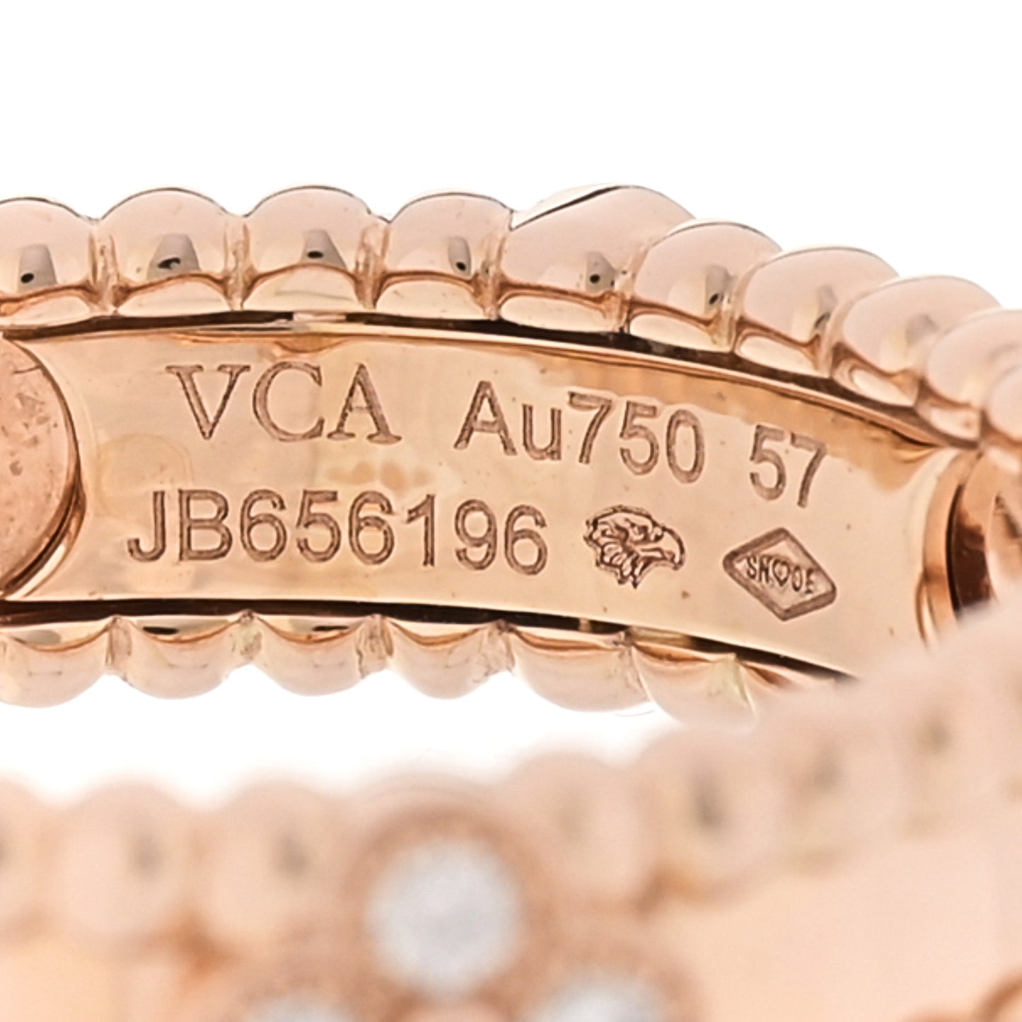 18K Rose Gold Diamond Sweet Perlee Clovers Ring 57 8