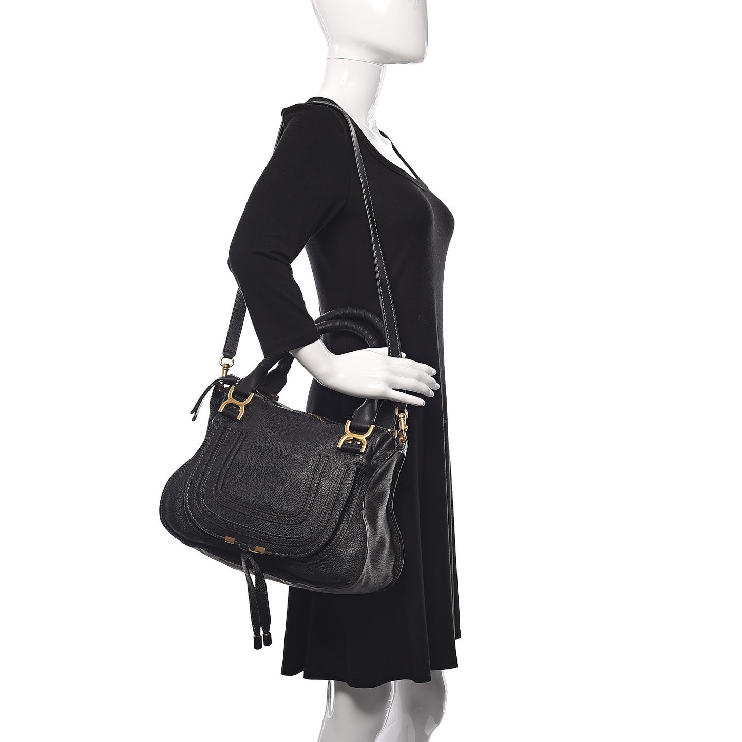 Calfskin Medium Marcie Satchel Black