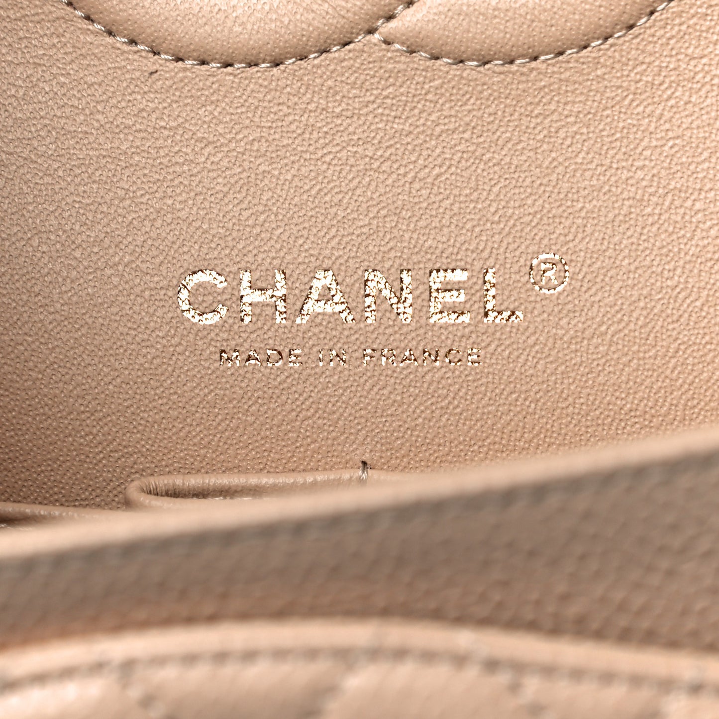 Caviar Quilted Medium Double Flap Beige