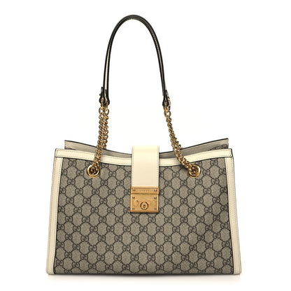 Gucci GG Supreme Monogram Medium Padlock Tote White 1 of 12