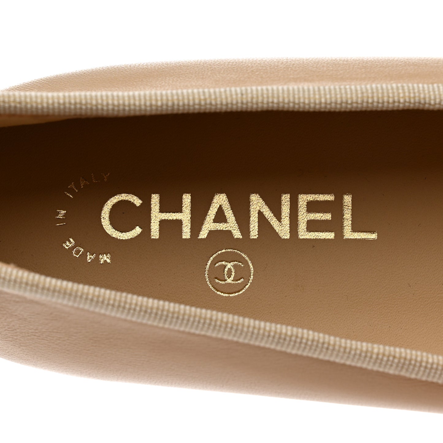 Lambskin Cap Toe CC Ballerina Flats 39 Beige Black