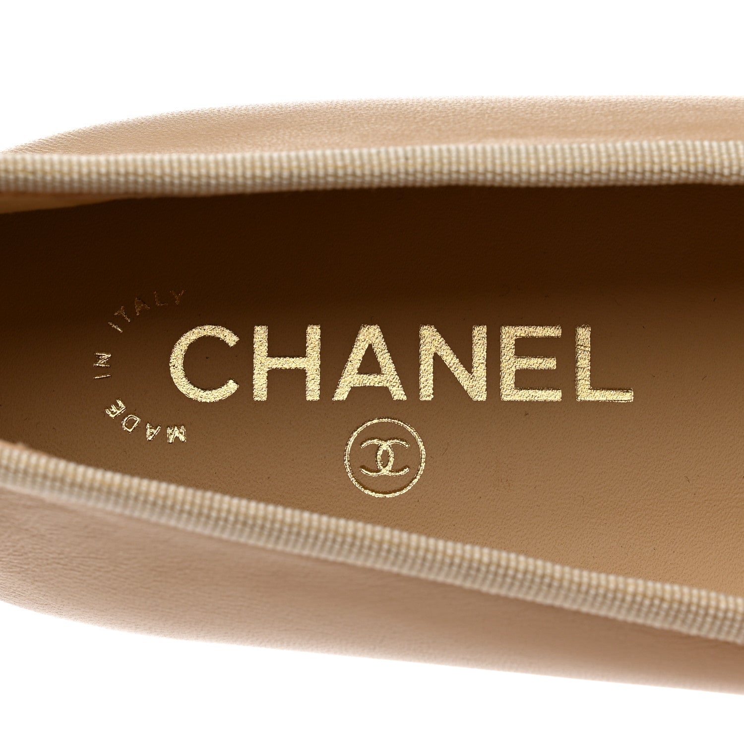 Chanel Lambskin Cap Toe CC Ballerina Flats 39 Beige Black 7 of 9