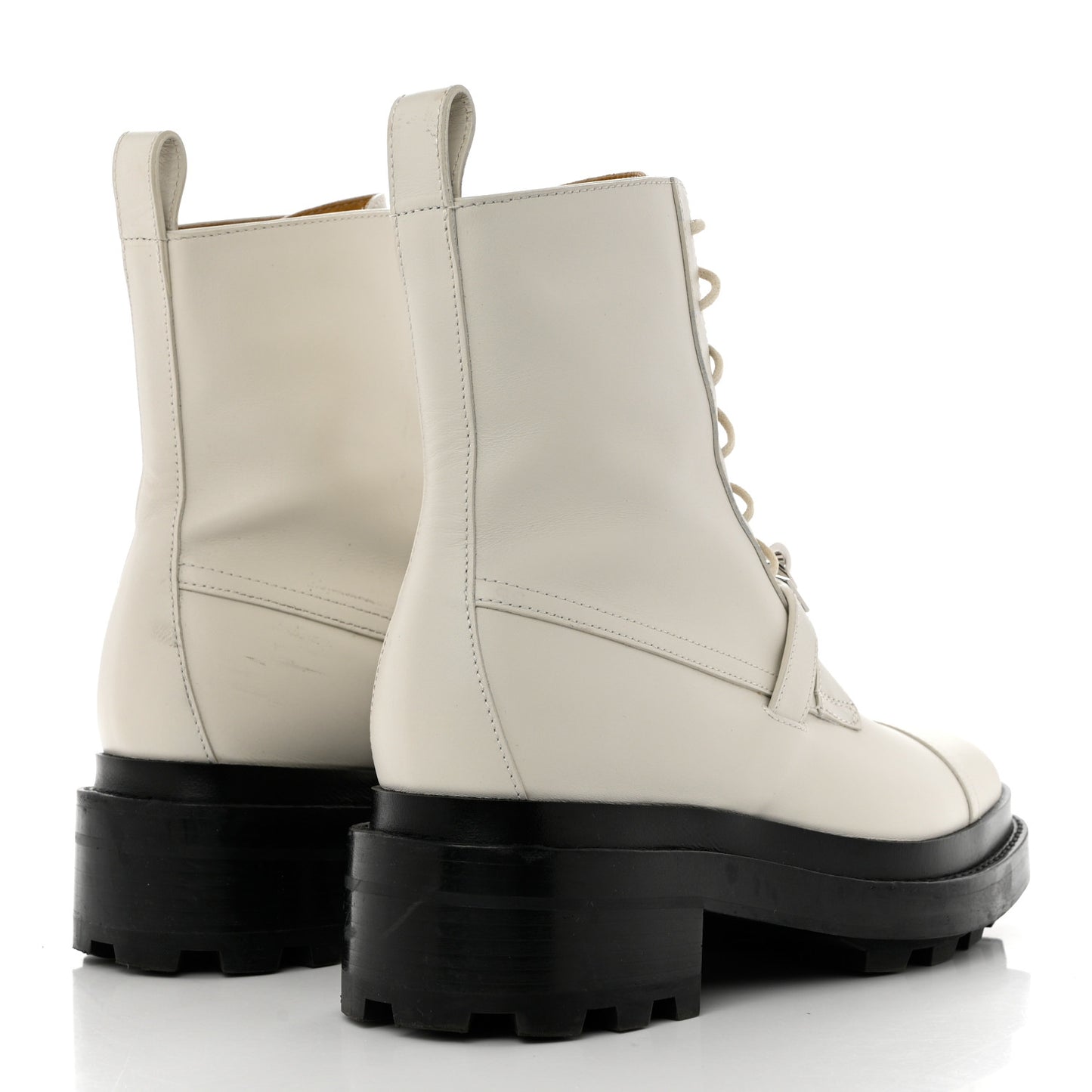 Glossed Calfskin Funk Ankle Boots 36 Beige Glaise