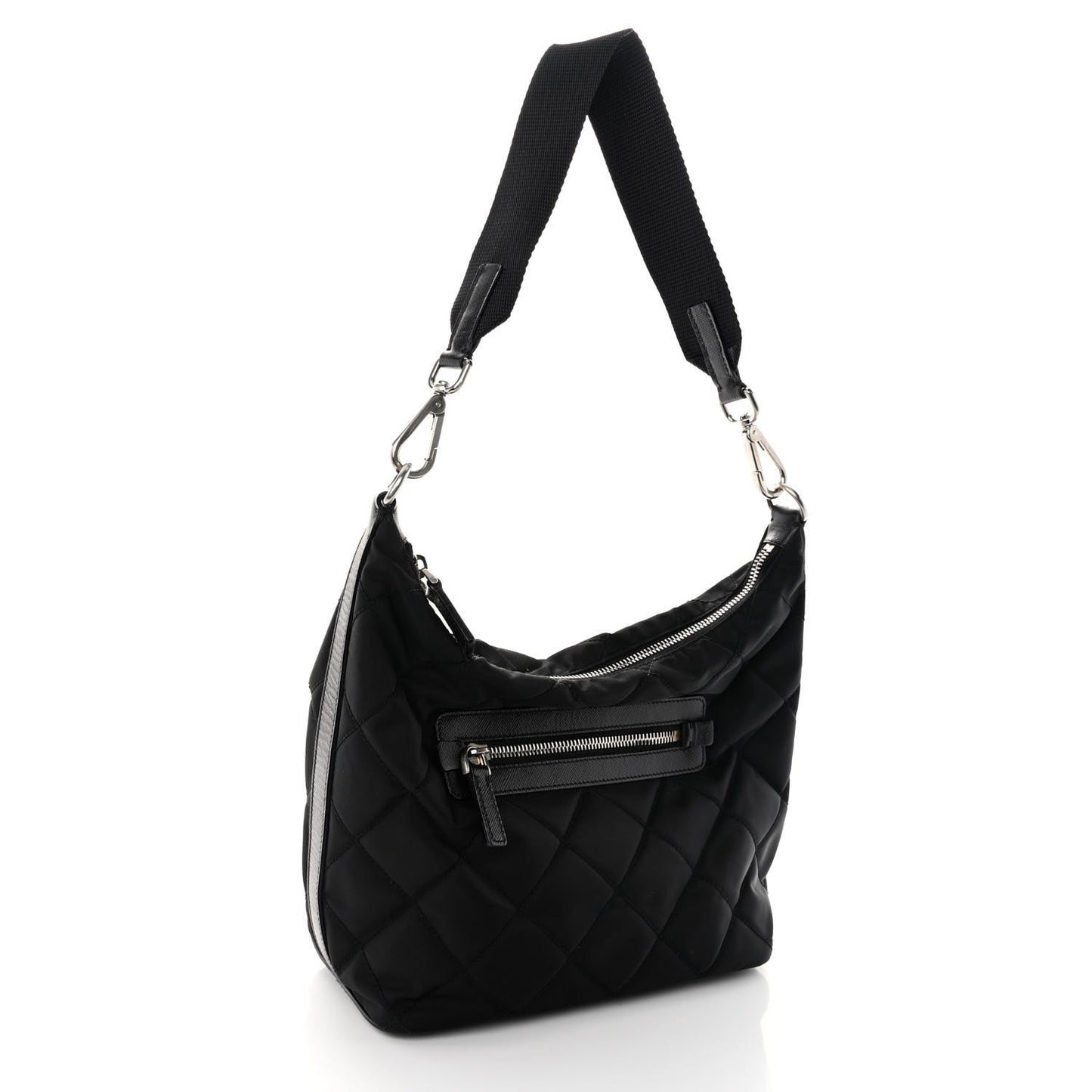 Tessuto Nylon Stitched Hobo Black