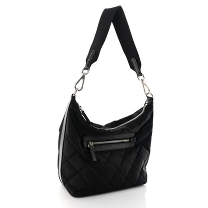 Prada Tessuto Nylon Stitched Hobo Black 3 of 9