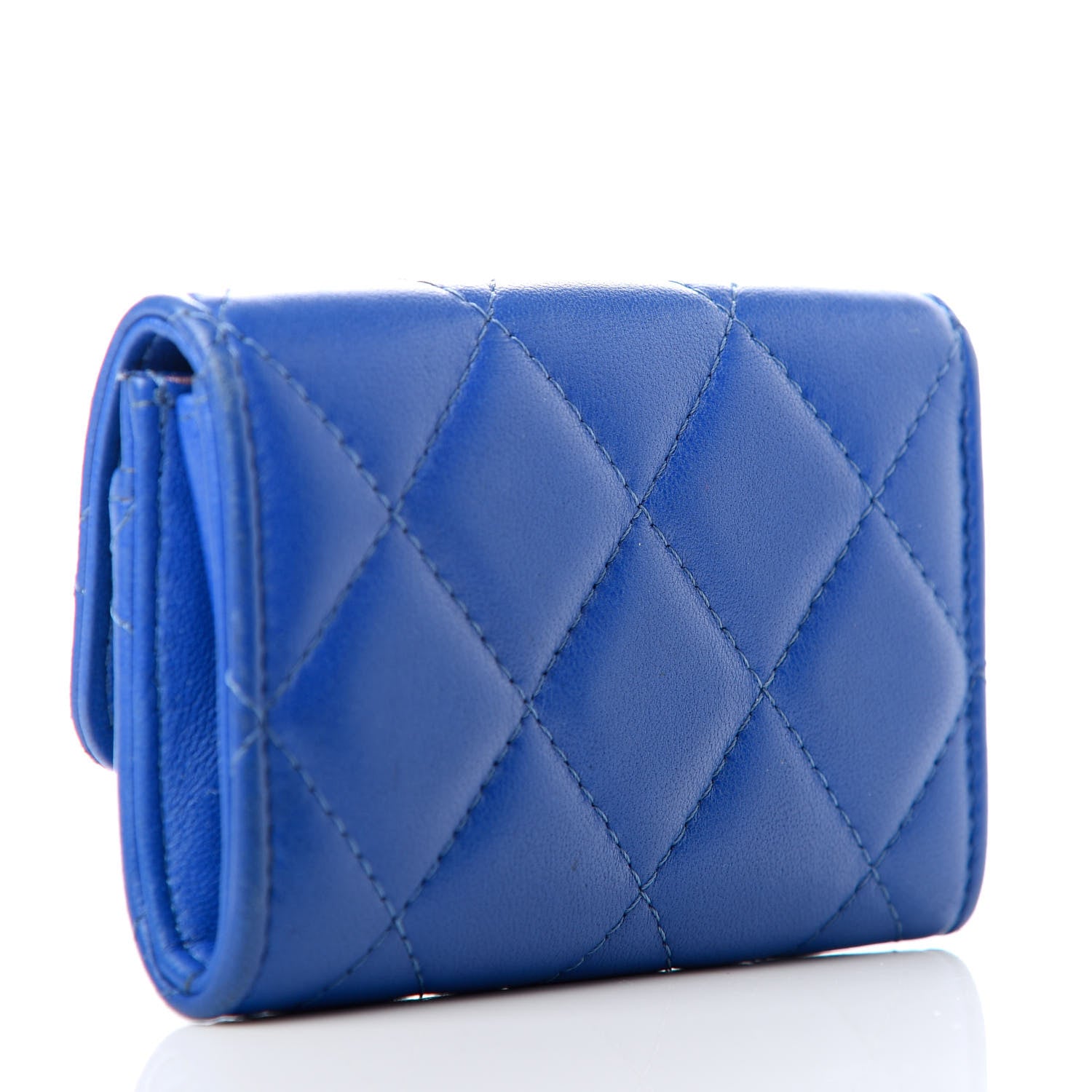 Chanel Lambskin Quilted Flap Card Holder Blue 3 of 9