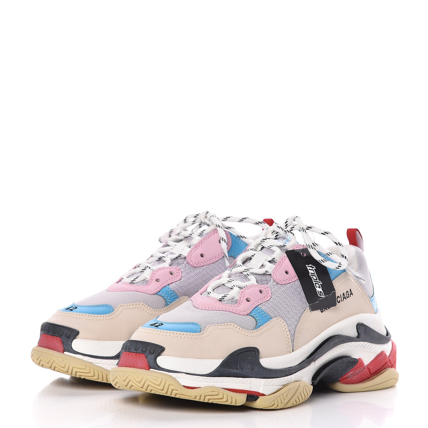 Balenciaga Fabric Mesh Womens Triple S Sneakers 42 White Blue Pink 3 of 8
