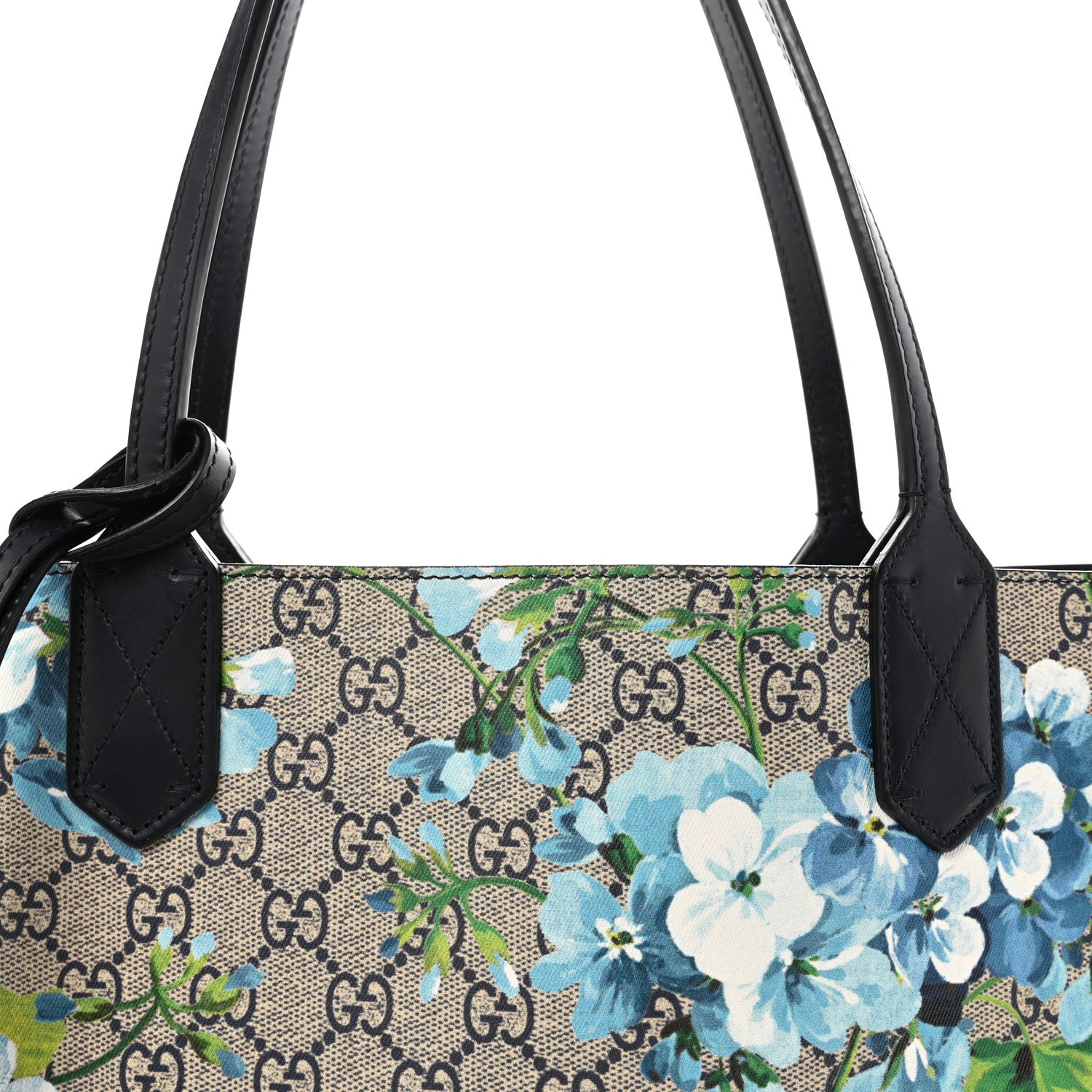 Gucci GG Supreme Monogram Blooms Medium Reversible Tote Beige Blue 11 of 17