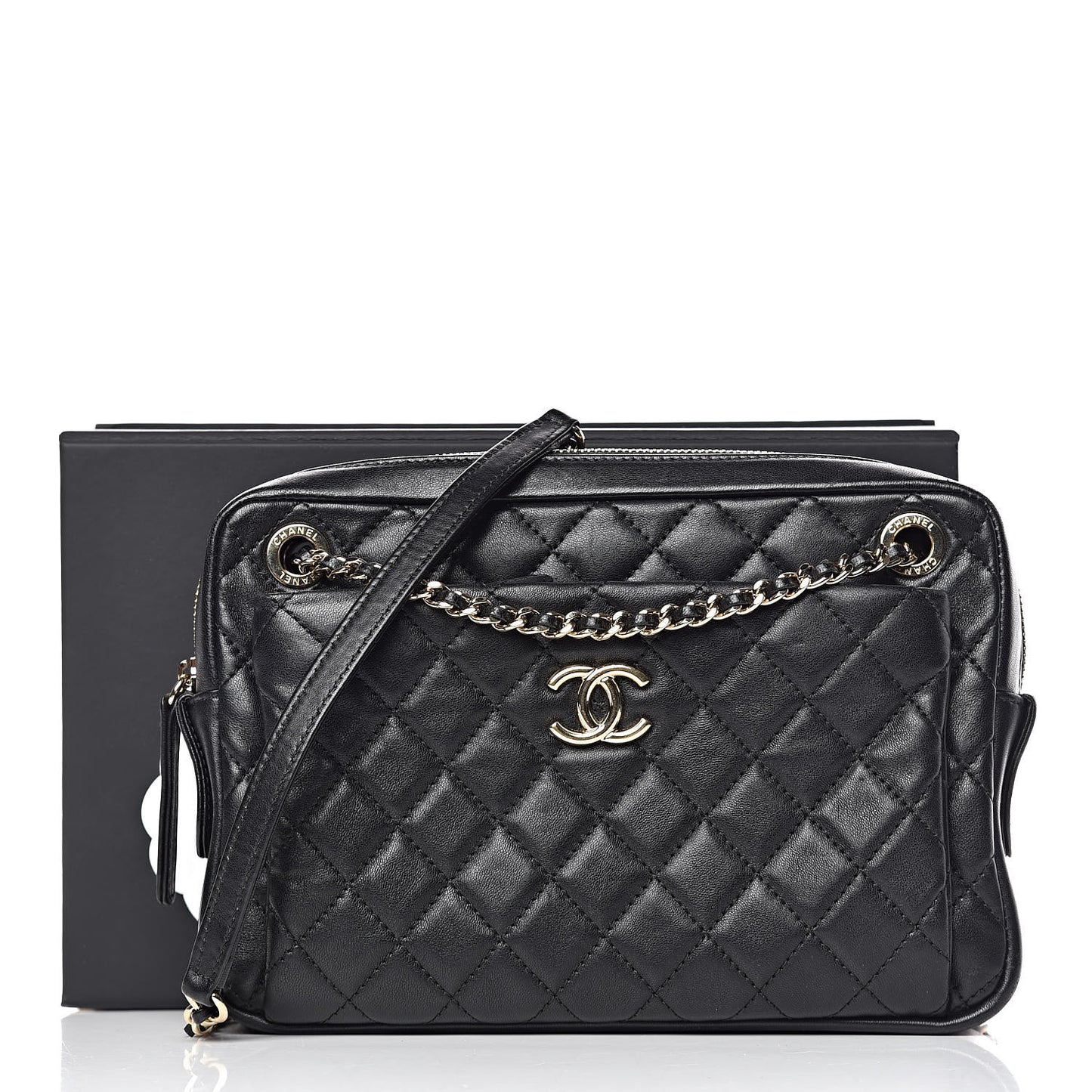 Lambskin Quilted Camera Case Black