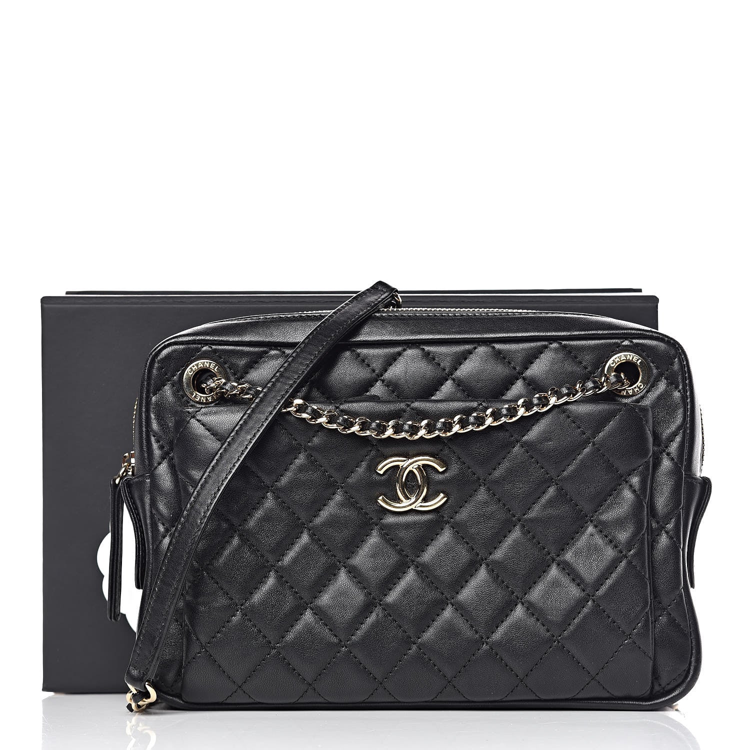 Chanel Lambskin Quilted Camera Case Black 10 of 10