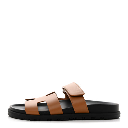 Hermes Calfskin Womens Chypre Sandals 37.5 Naturel 1 of 9