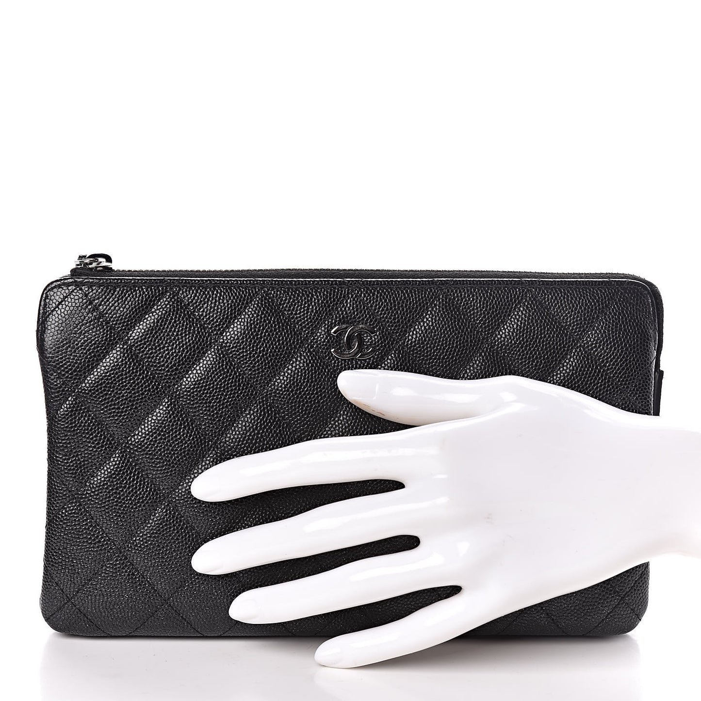 Caviar Quilted Small Zipped Pouch Black