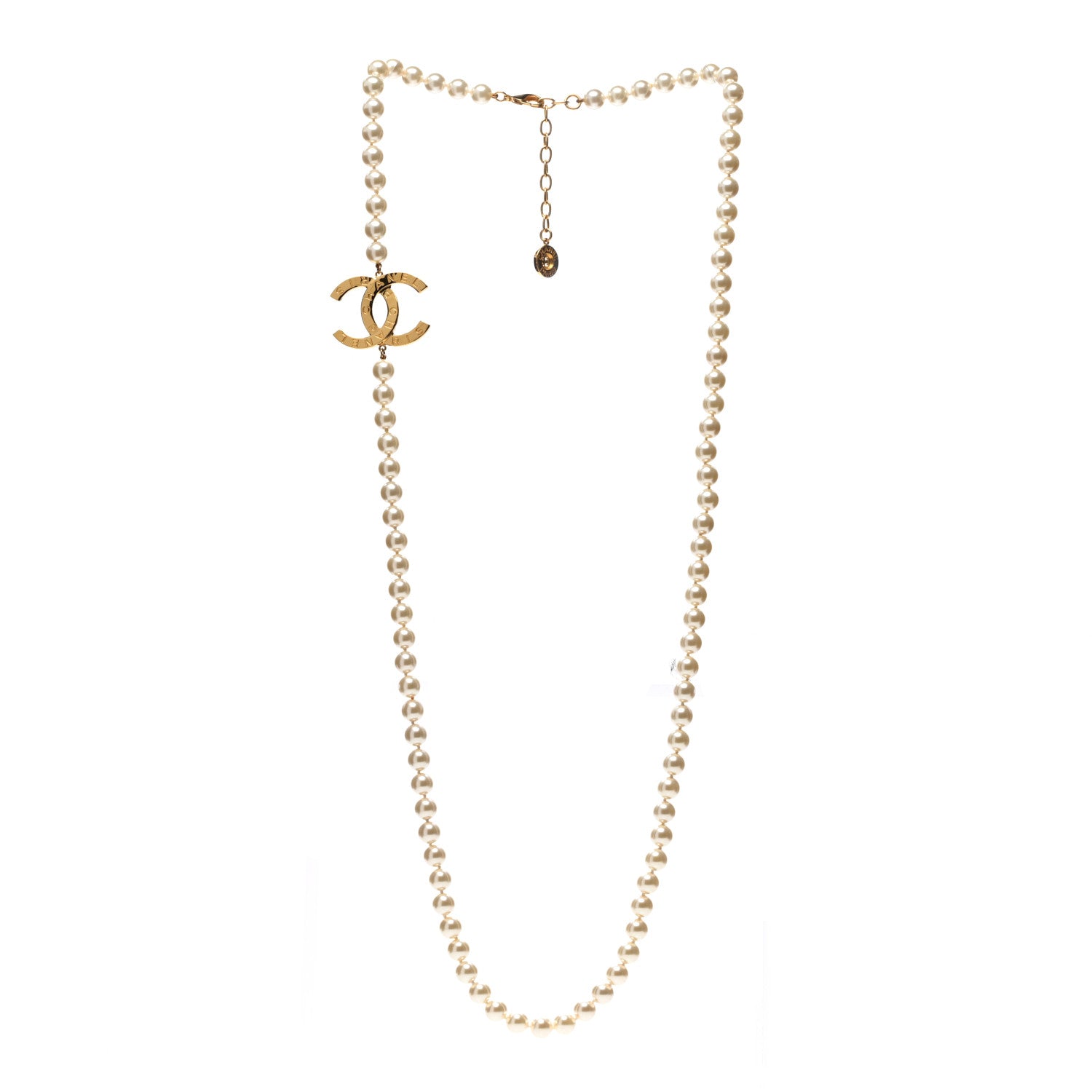 Chanel Pearl CC Paris Button Long Necklace 4 of 7