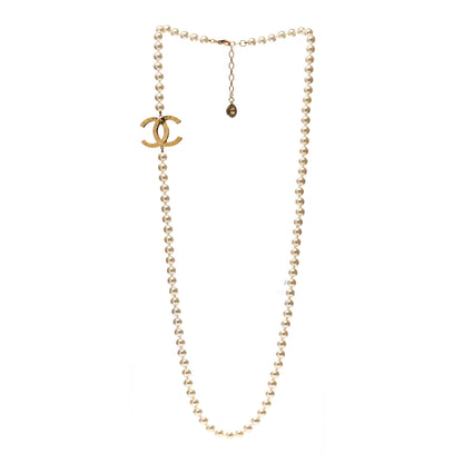 Chanel Pearl CC Paris Button Long Necklace 4 of 7