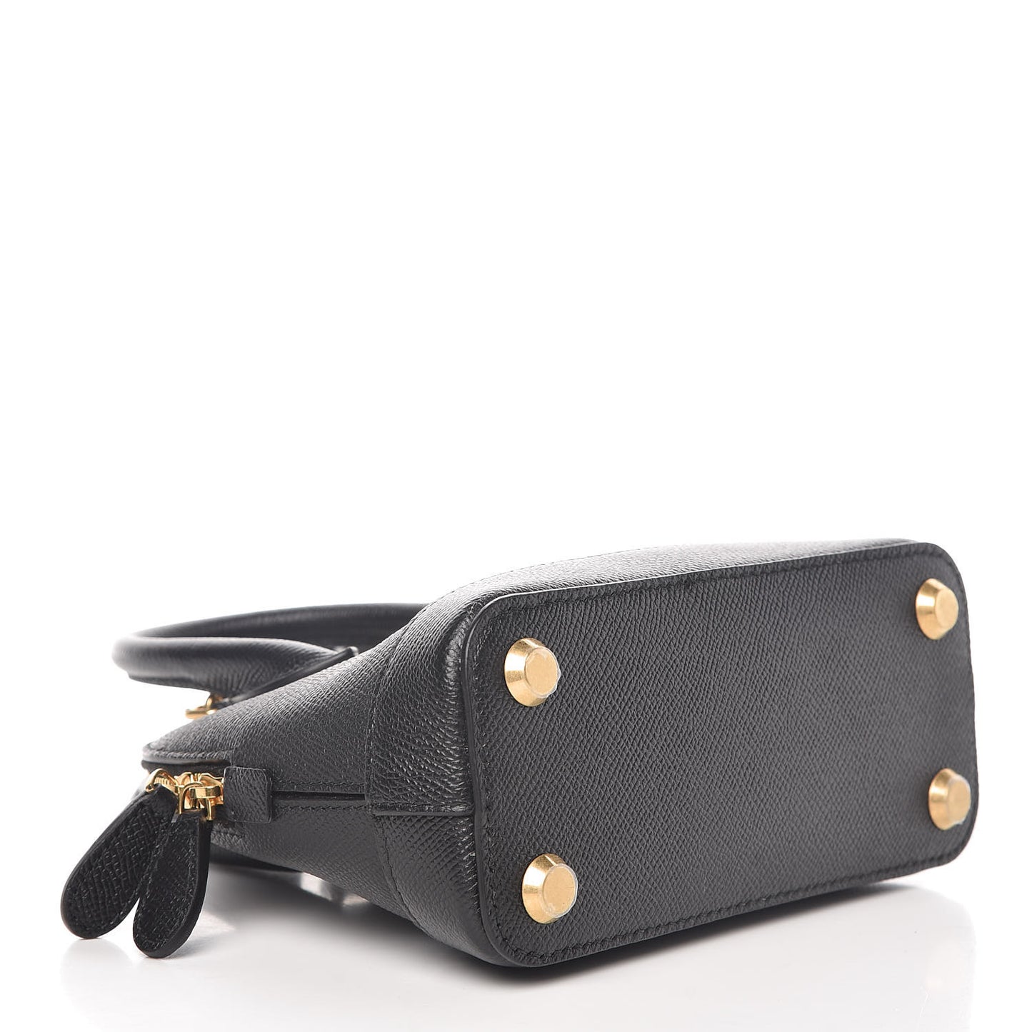 Signature Grained Calfskin XXS Ville Top Handle Bag Black White