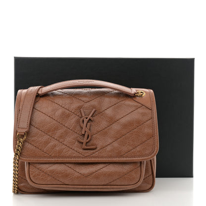 Saint Laurent Crinkled Calfskin Matelasse Monogram Baby Niki Chain Satchel Light Caramel 11 of 11