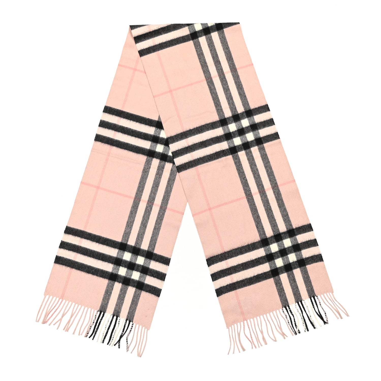 Burberry Cashmere Giant Icon Check Fringe Scarf Ash Rose 2 of 3