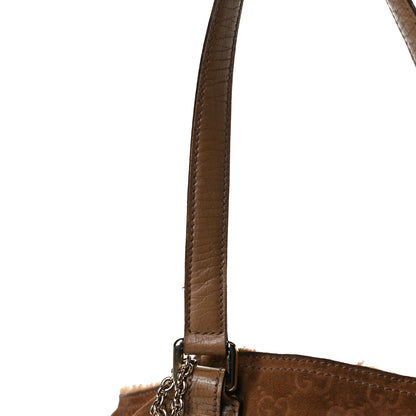 Gucci Suede Shearling Guccissima Large Jolicoeur Tote Tan 15 of 17