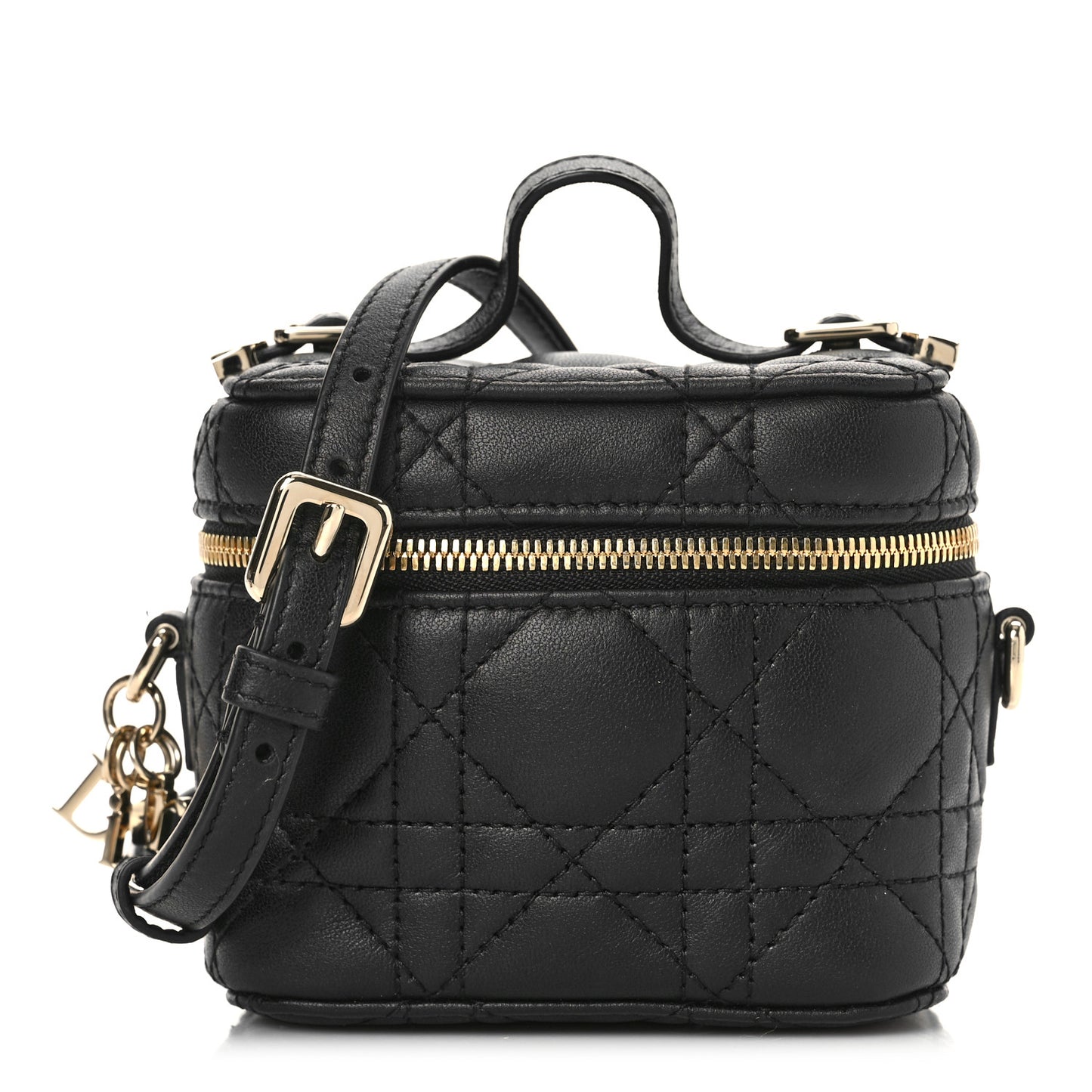Lambskin Cannage Micro Lady Dior Vanity Case Black