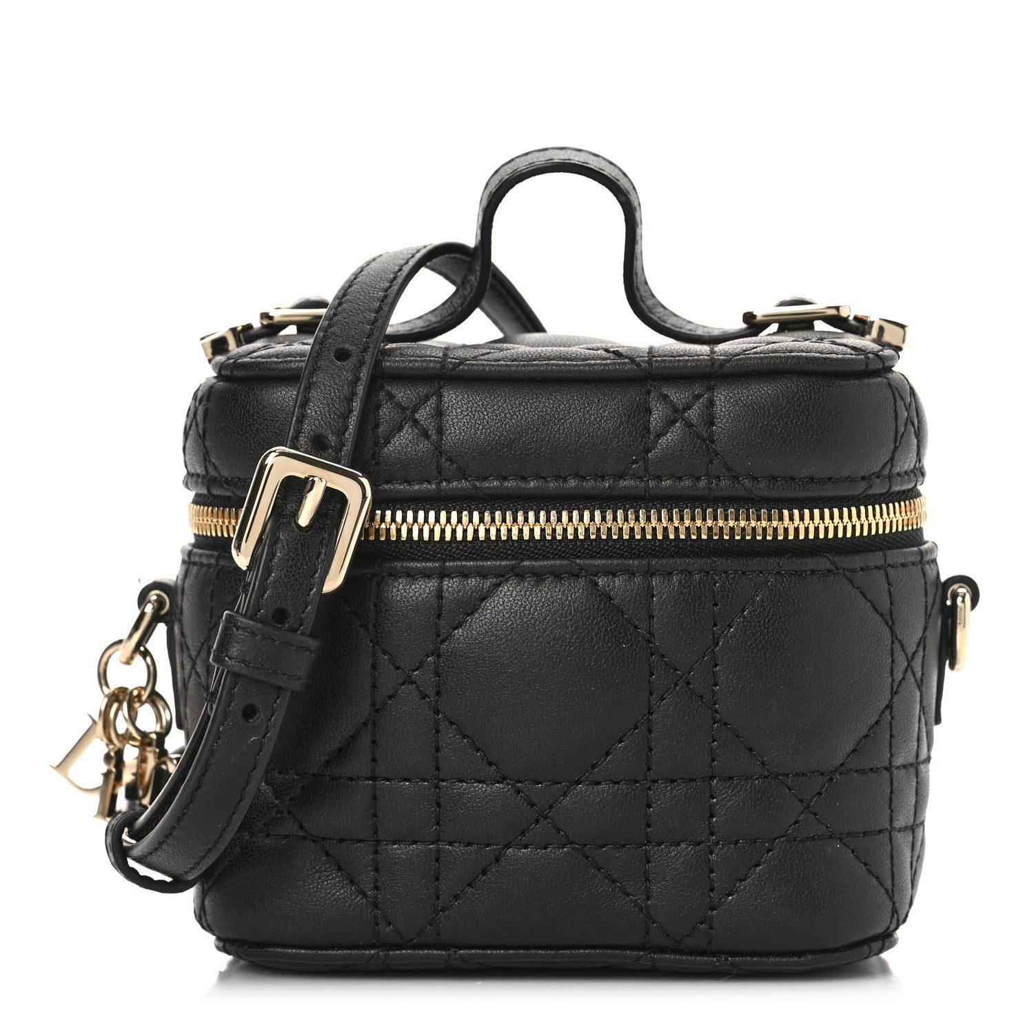 Christian Dior Lambskin Cannage Micro Lady Dior Vanity Case Black 1 of 8