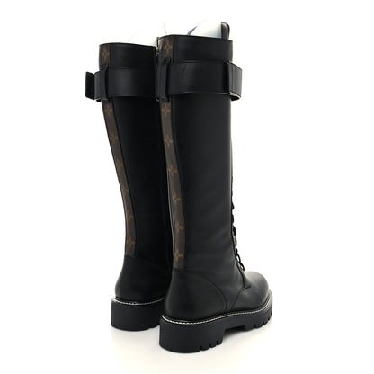 Louis Vuitton Monogram Calfskin Territory Tall Lace Up Ranger Boots 39 Black 4 of 7