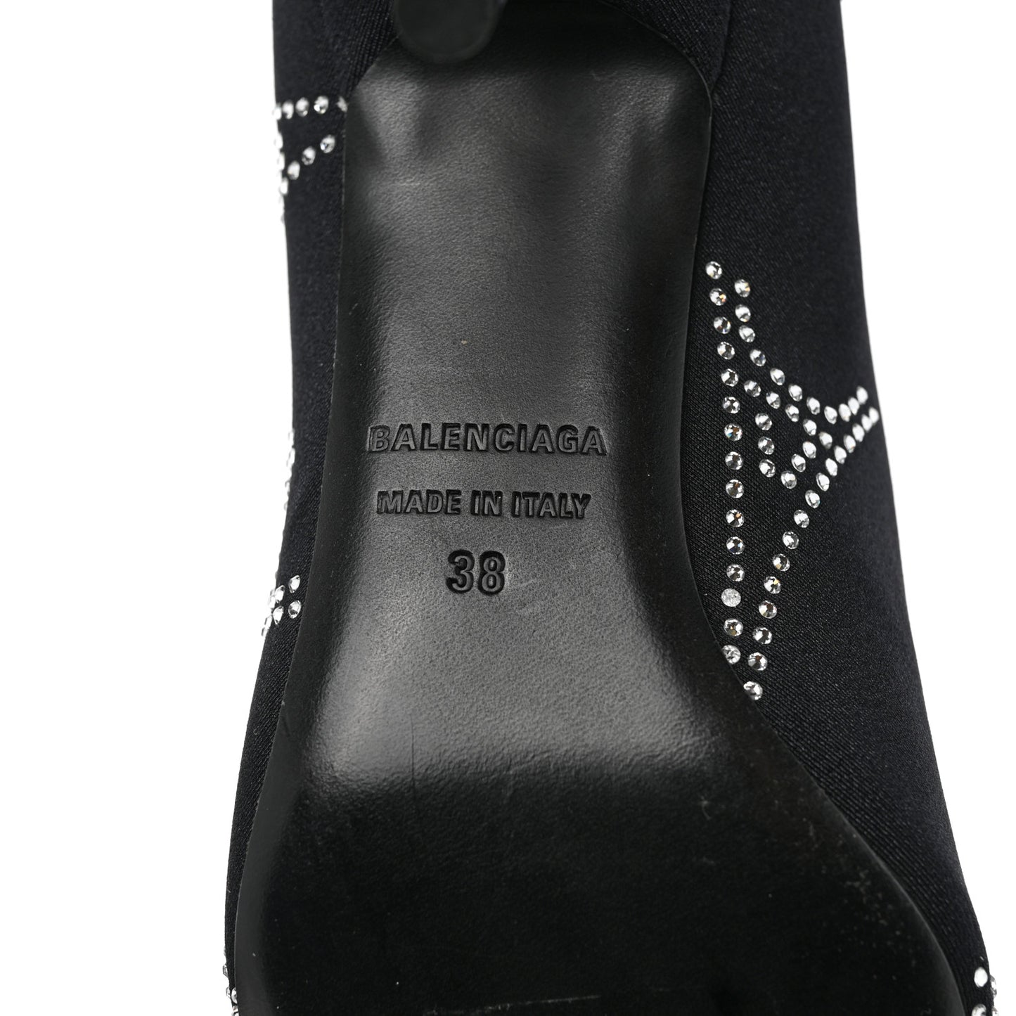 Spandex Crystal Eiffel Tower Print Extreme Pointed Toe Knife Ankle Boots 38 Black
