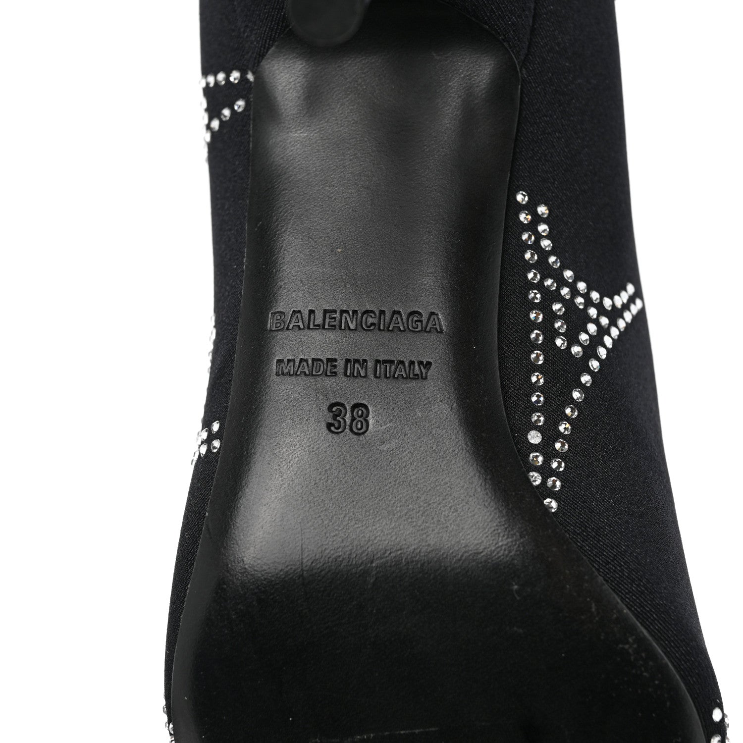 Balenciaga Spandex Crystal Eiffel Tower Print Extreme Pointed Toe Knife Ankle Boots 38 Black 6 of 6