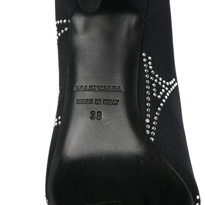 Balenciaga Spandex Crystal Eiffel Tower Print Extreme Pointed Toe Knife Ankle Boots 38 Black 6 of 6