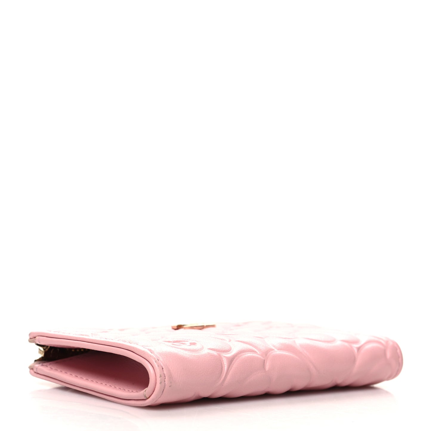 Caviar Camellia Embossed Key Holder Case Pink